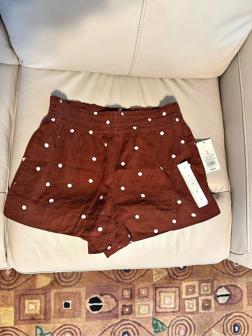 Linen-Blend Polka Dot Shorts Size Small NWT